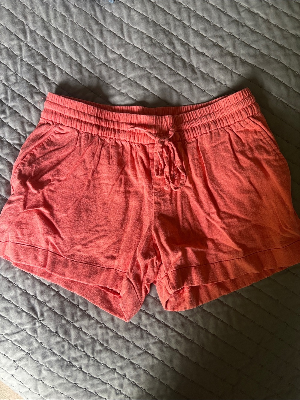Old Navy Coral Drawstring Linen Shorts